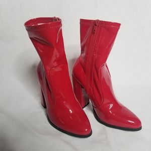 F21 Red Patent Booties